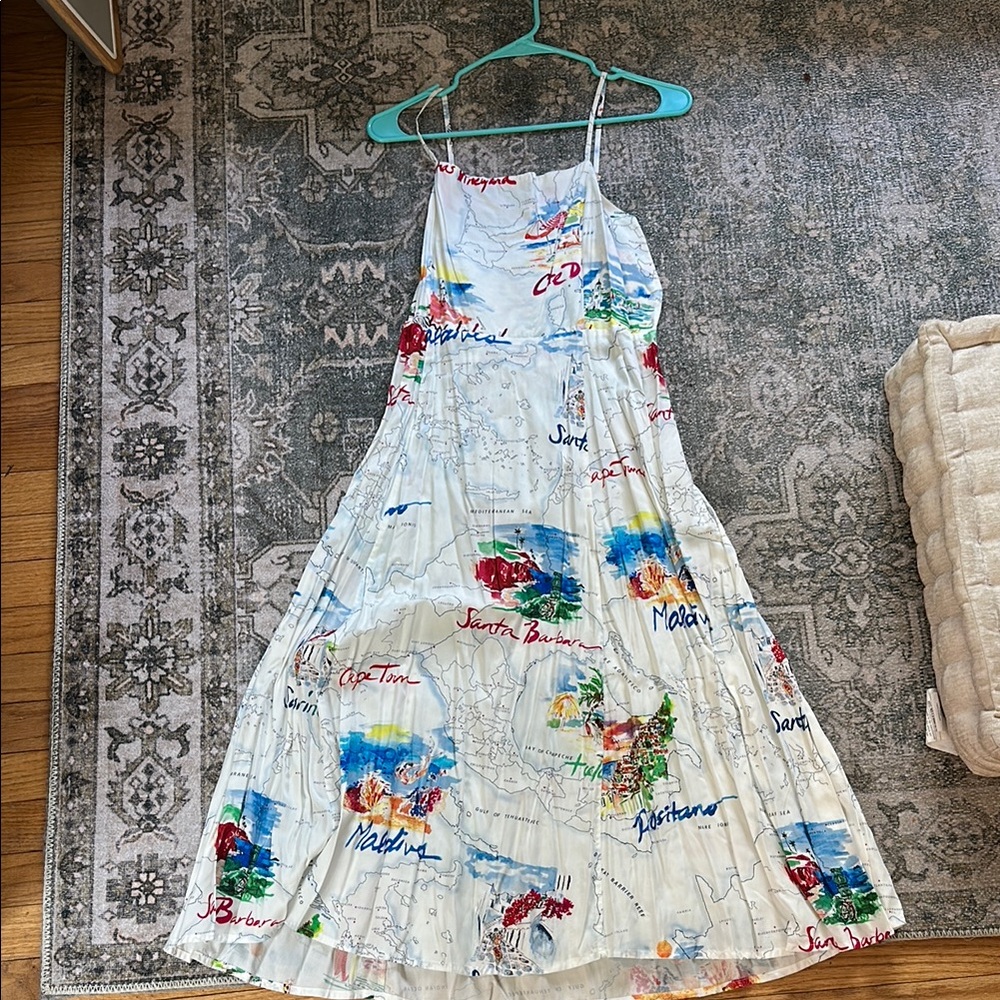 Colorful Map Print Maxi Dress